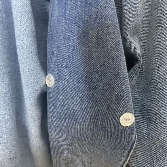 Habitual Jean Jacket XL Belted Button Up Tortoise Shell Detail Pockets Denim NWT - Picture 11 of 16